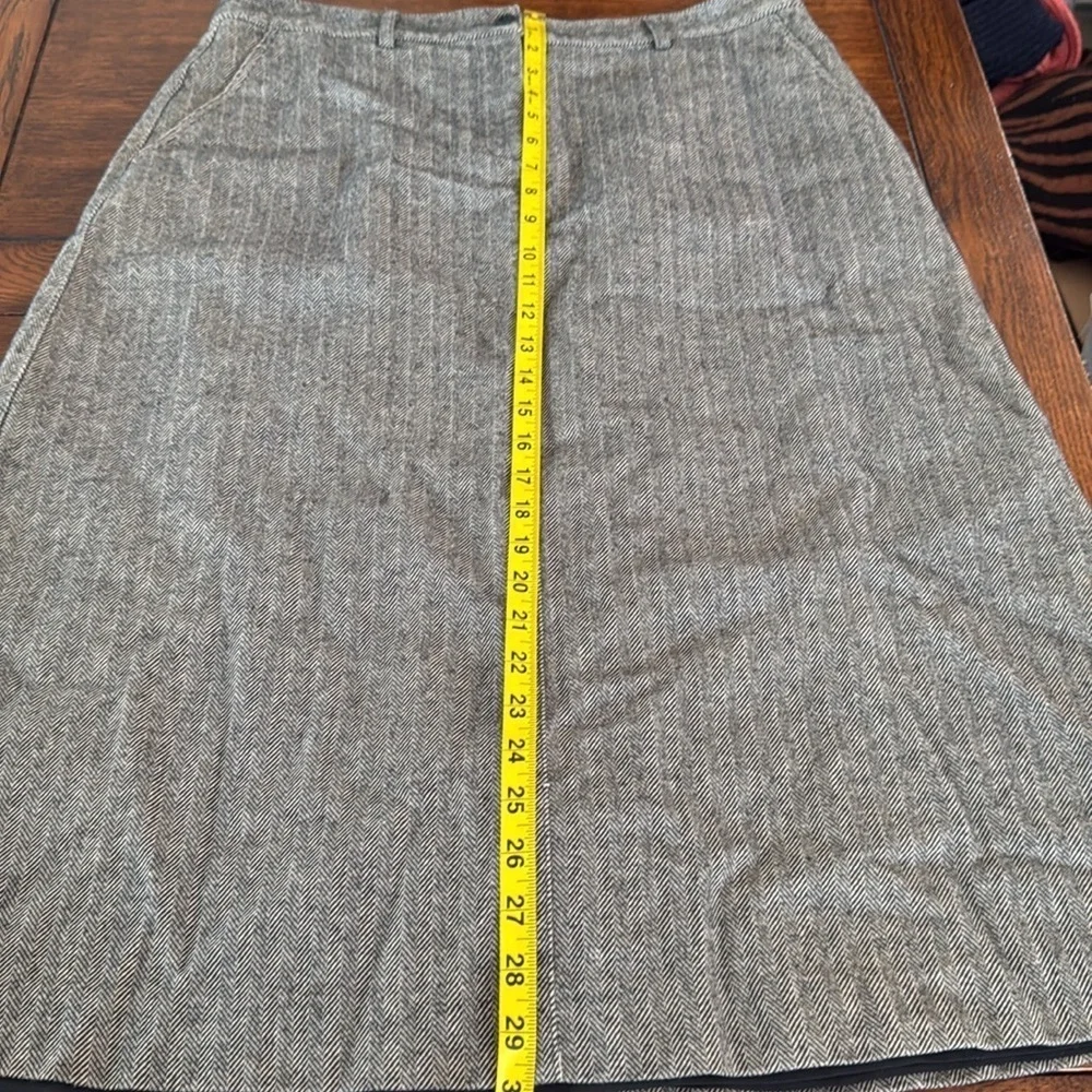 LL Bean vintage gray and black herringbone A line tweed skirt size 12